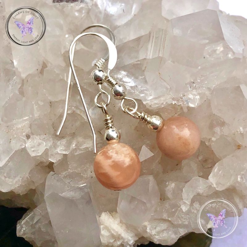 Classical Sunstone Silver Earrings